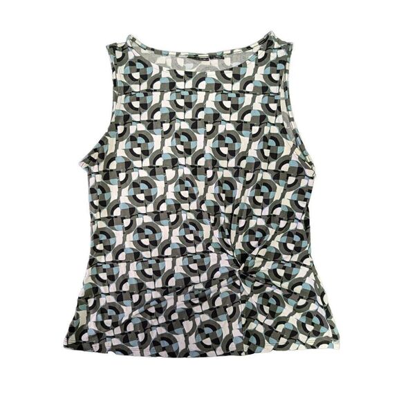 Tahari Geometric Print Sleeveless Blouse Women's L - Picture 1 of 5